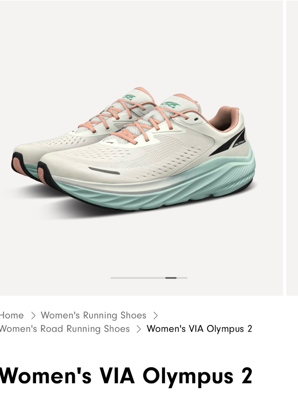 Altra Women's VIA Olympus 2 Running Shoes - Off White w/Mint & Peach accents